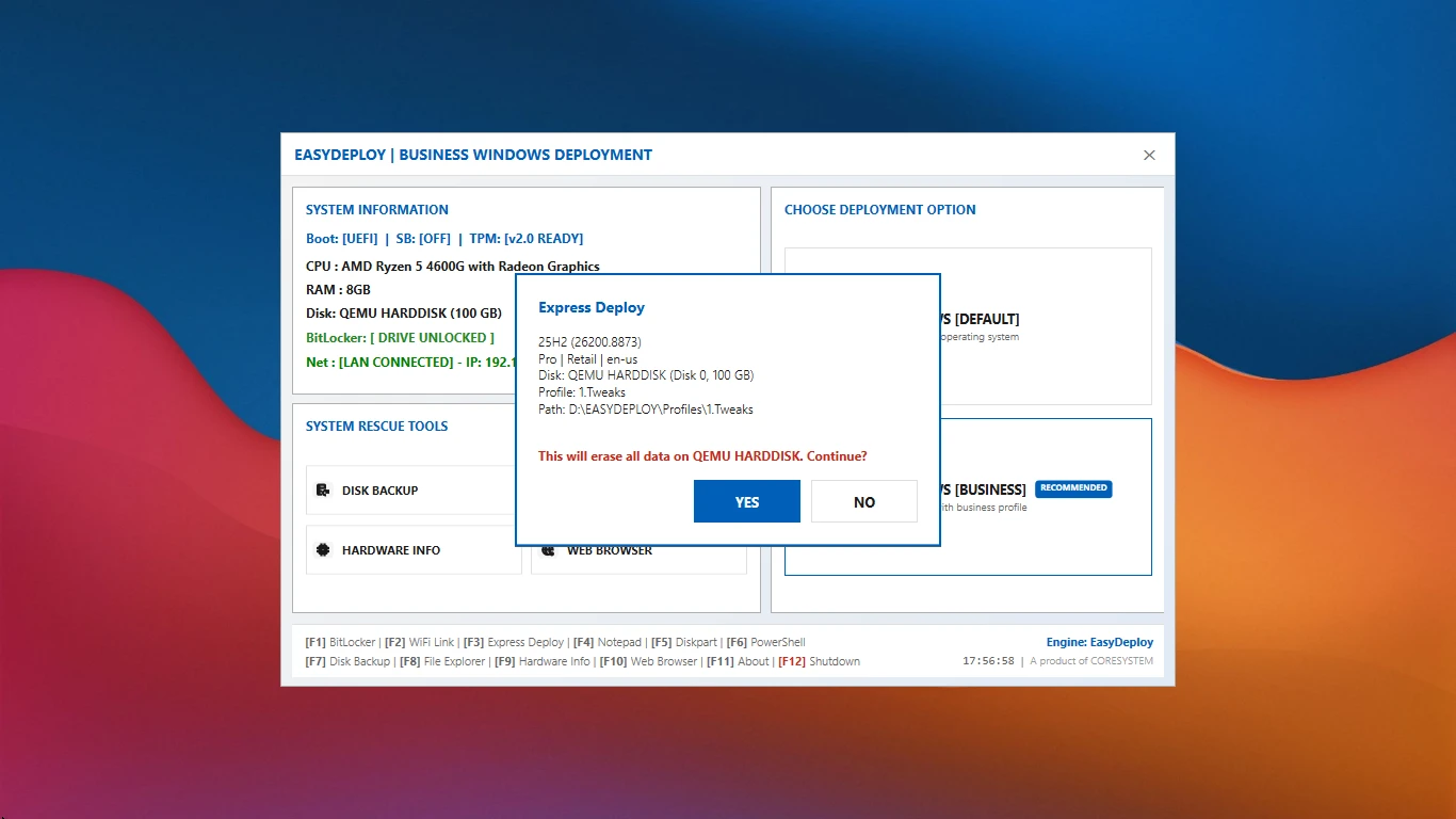 EasyDeploy WinPE interface — screenshot 3