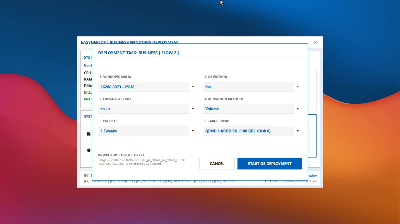 EasyDeploy WinPE interface — screenshot 4
