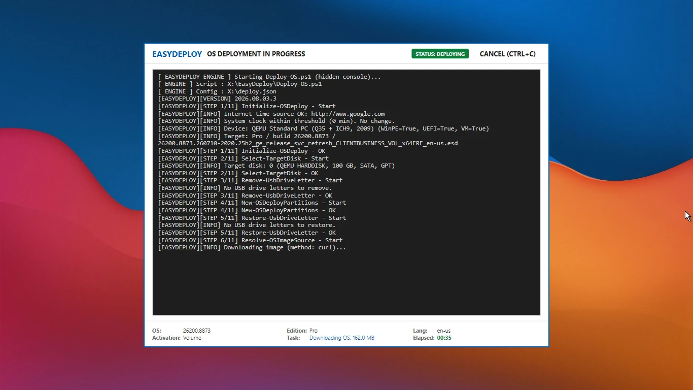 EasyDeploy WinPE interface — screenshot 5