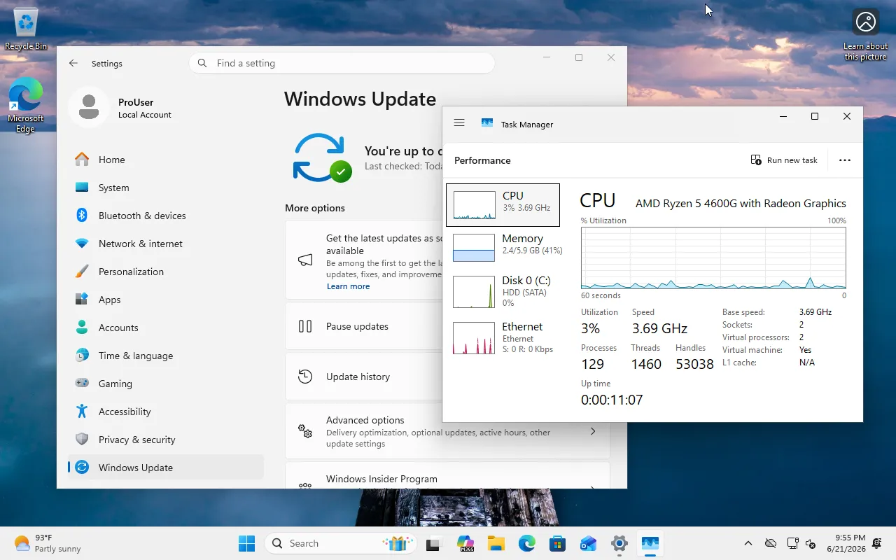 Windows 11 Pro mặc định