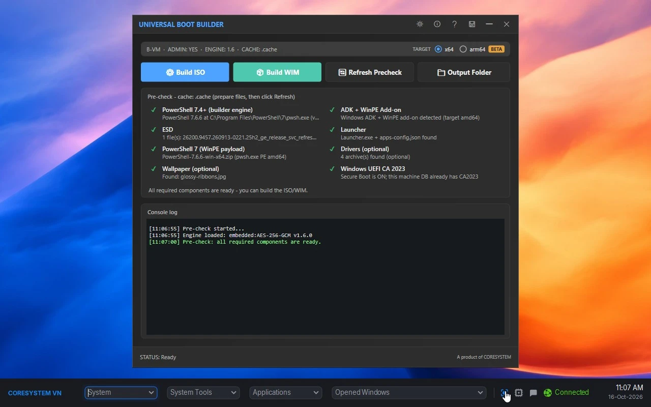 Universal Boot Builder with the WinPE Launcher bar